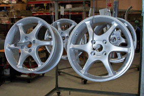 Silver wheels powder coated